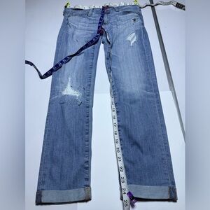 A.G. Adriano Goldschmied The Stilt Roll Up Distressed Light Blue Jeans